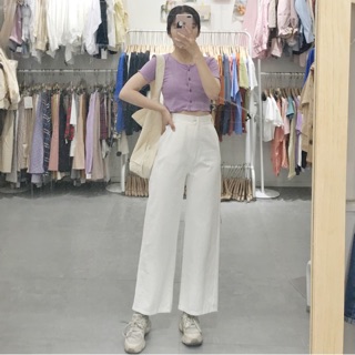 Quần jeans dáng culotte cạp cao