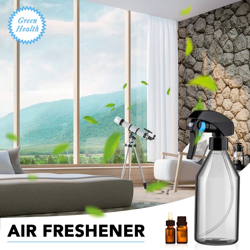 Chai xịt nhựa cho giải pháp làm sạch . Hộp đựng rỗng có thể tái sử dụng,10OZ với Máy phun kích hoạt màu đen bền , 3 gói