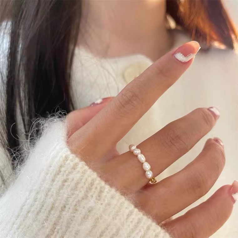 Nhẫn Đính Ngọc Trai Phong Cách Pháp Chất Lượng Cao Cho Nữ