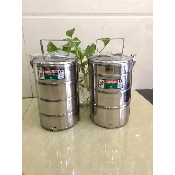CAMEN 4 Tầng inox Cao cấp Tiến Thành TiTHAFAC, size 14cm + 1 khăn lay bếp đa năng siêu thấm nước ( màu ngẫu nhiên ạ )