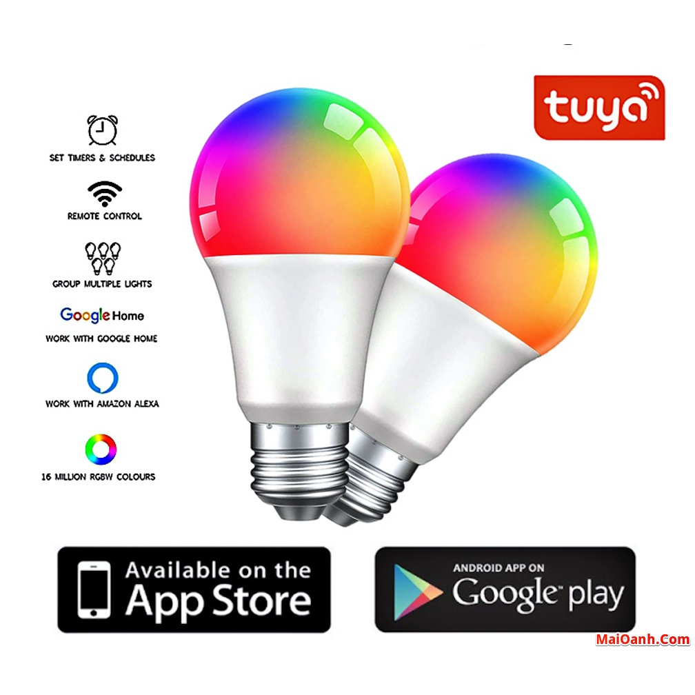 Bóng Đèn Thông Minh Wifi TUYA 10W E27/RGB Sử Dụng App SMARTLIFE/TUYA Điều Khiển Qua Điện Thoại/Giọng Nói
