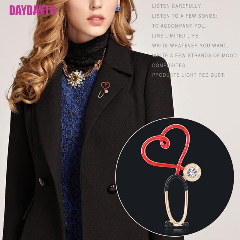 Ghim Cài Áo Tráng Men Hình Nhịp Tim / Ống Nghe Bác Sĩ