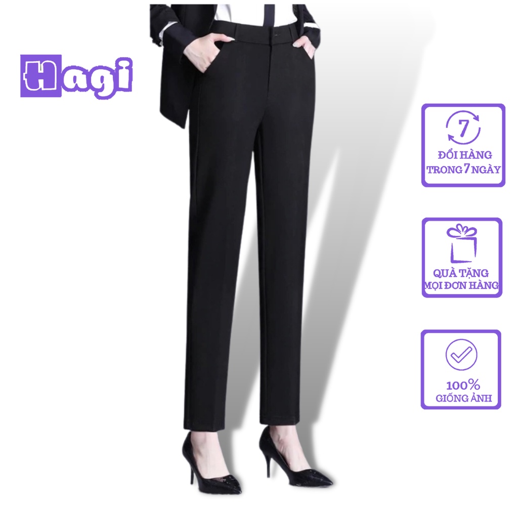 Quần tây công sở kiểu baggy nữ lưng cao ống đứng rộng dài đẹp công sở