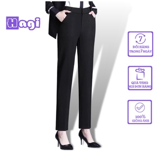 Quần tây công sở kiểu baggy nữ lưng cao ống đứng rộng dài đẹp công sở