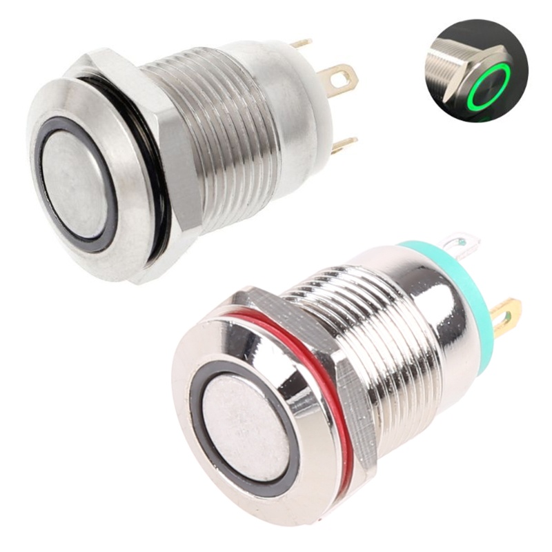 Công Tắc Nút Nhấn Bằng Kim Loại 12mm 3A / 220V Cho Đèn LED DC