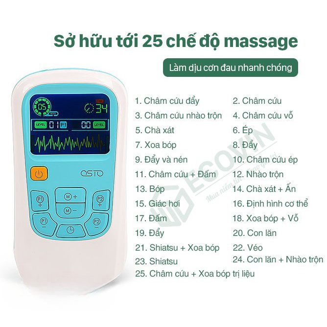 Máy điện xung trị liệu,máy massage xung điện công nghệ TENS chạy bằng pin sạc,giảm đau nhức cơ thể