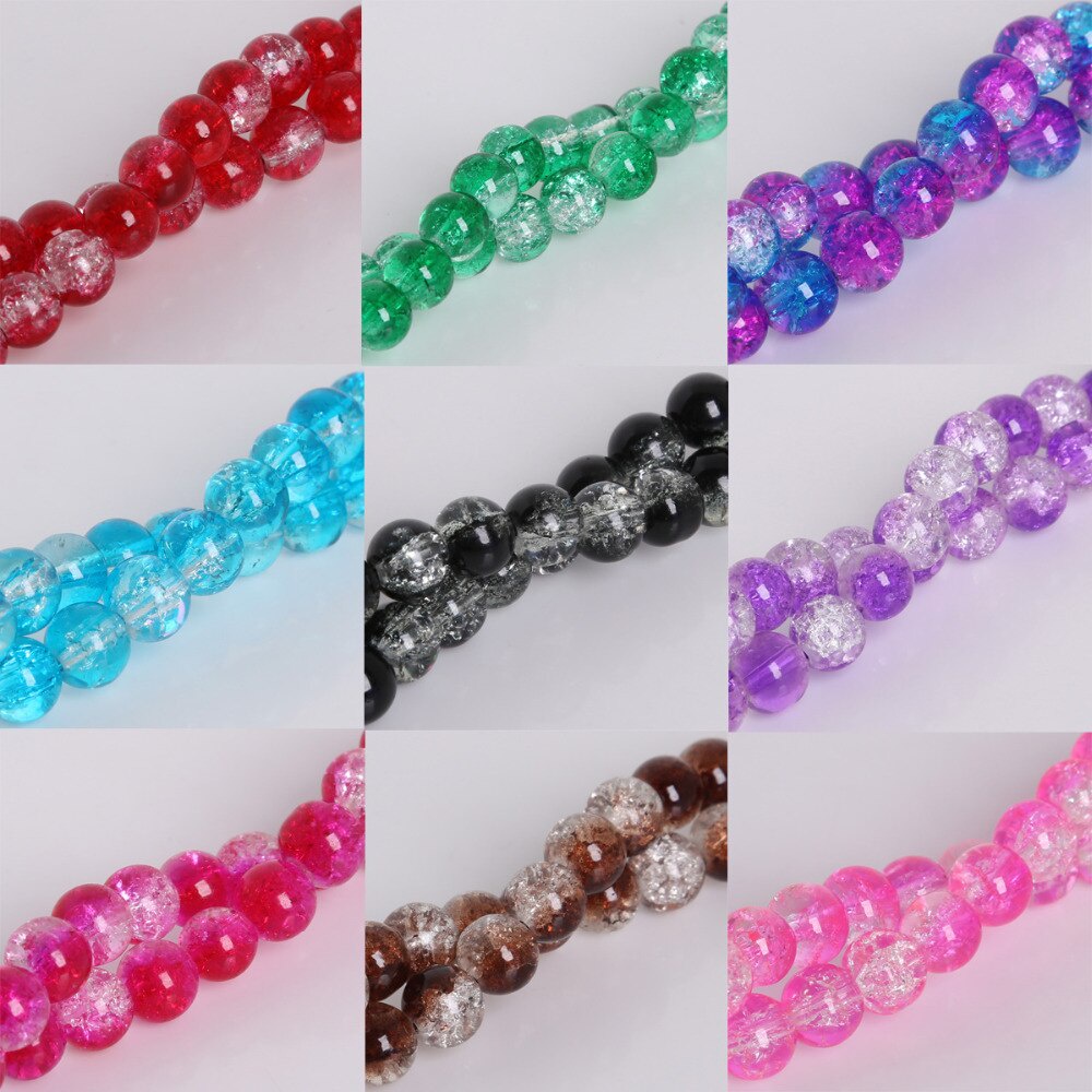 Chuỗi hạt thủy tinh hai tông màu 4mm 6mm 8mm 10mm dùng làm trang sức thủ công