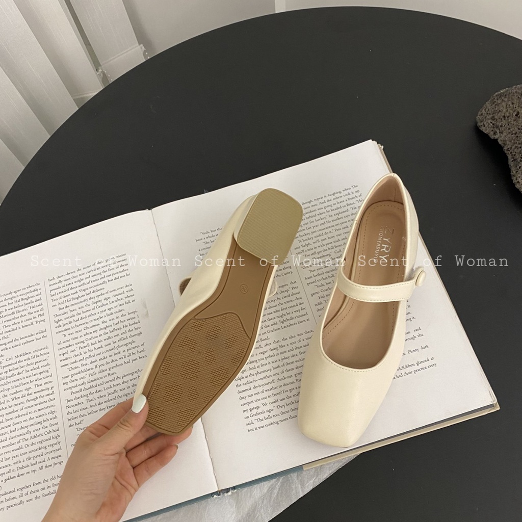 Bệt nữ mũi vuông phối quai ngang kiểu dáng Hàn Quốc