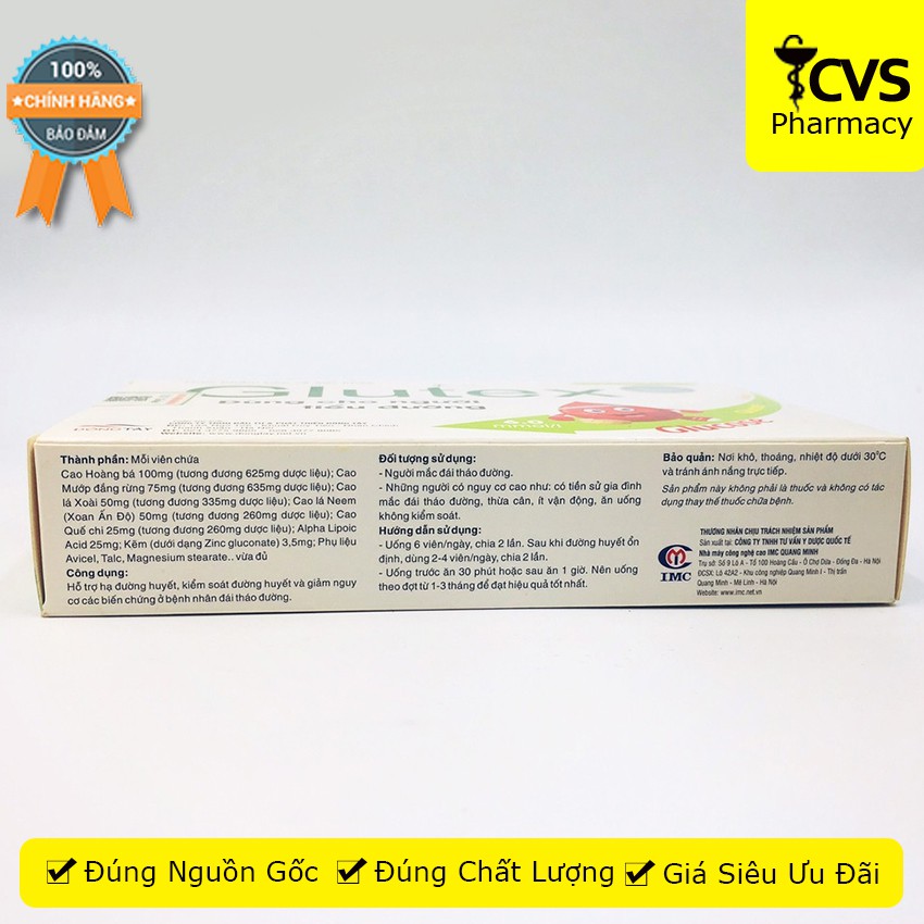 Viên uống Glutex - hỗ trợ hạ đường huyết, giúp kiểm soát đường huyết - cvspharmacy