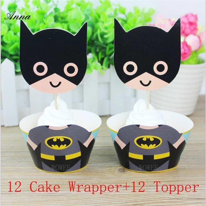 Set 24 Phụ Kiện Trang Trí Bánh Cupcake Hình Batman