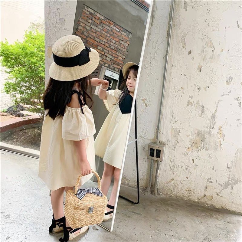 Bán sỉ Sét váy xuông đôi màu be cổ tim đen cho mẹ và bé | BigBuy360 - bigbuy360.vn