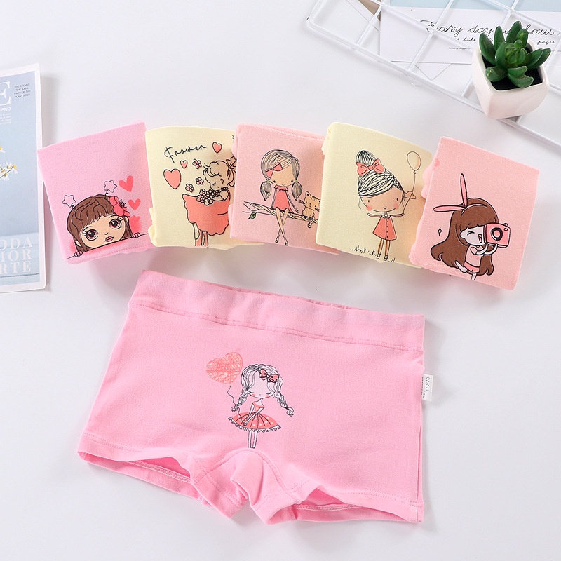 Set 3 quần lót bằng cotton nguyên chất họa tiết hoạt hình cho bé gái 85-165cm