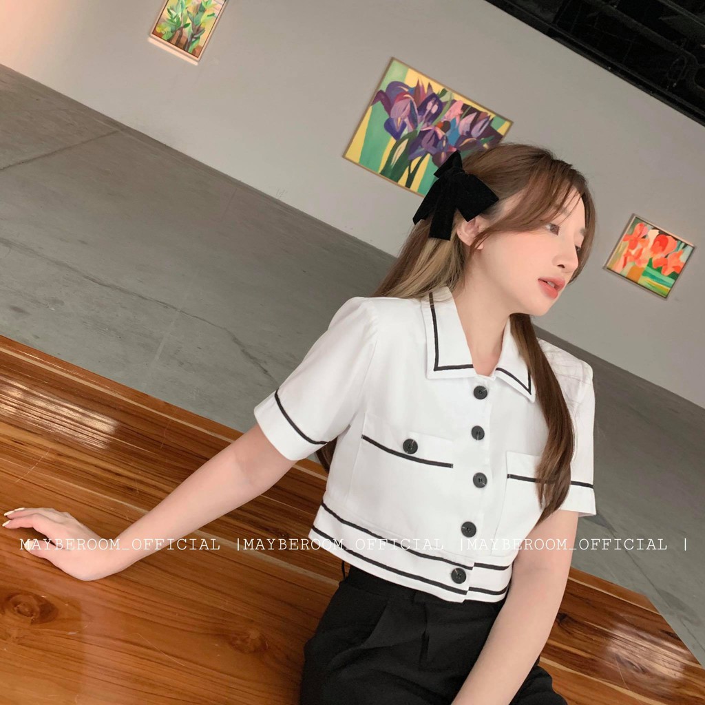 Set áo croptop mix quần suông đen - Mono set Mayberoom | BigBuy360 - bigbuy360.vn