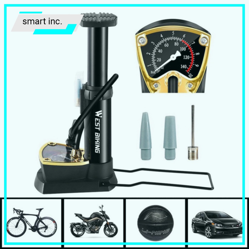 Bơm hơi - Bơm Hơi Ôtô Xe máy Xe đạp Bánh Xe Đạp Chân , Có Đồng Hồ Đo áp xuất Mini