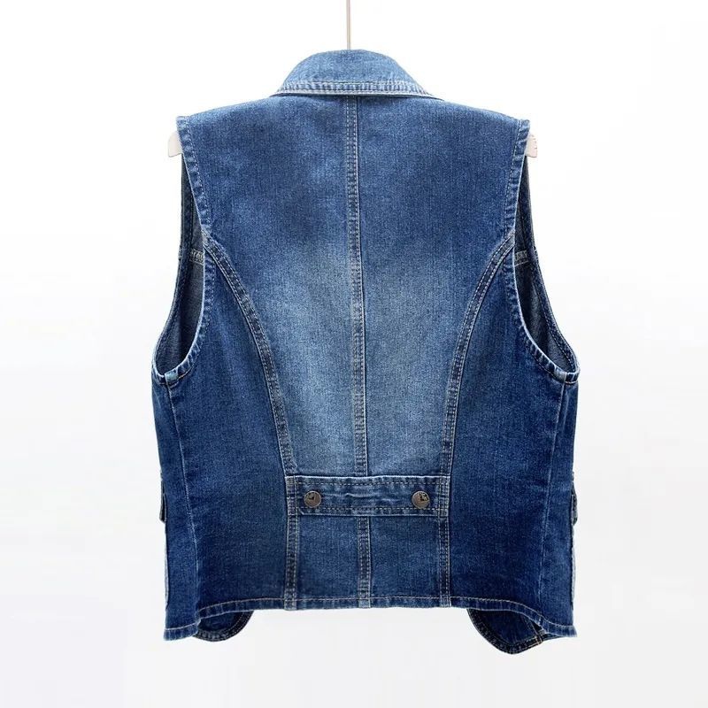 Áo Khoác Denim Sát Nách Dáng Ngắn Phong Cách Hàn Quốc Dễ Phối Đồ Thời Trang Cho Nữ