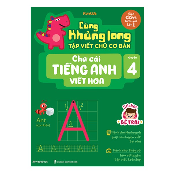 Sách Combo 3 cuốn Cùng Khủng long tập viết chữ cơ bản – (Tặng Sticker bé trai 4-5-6)