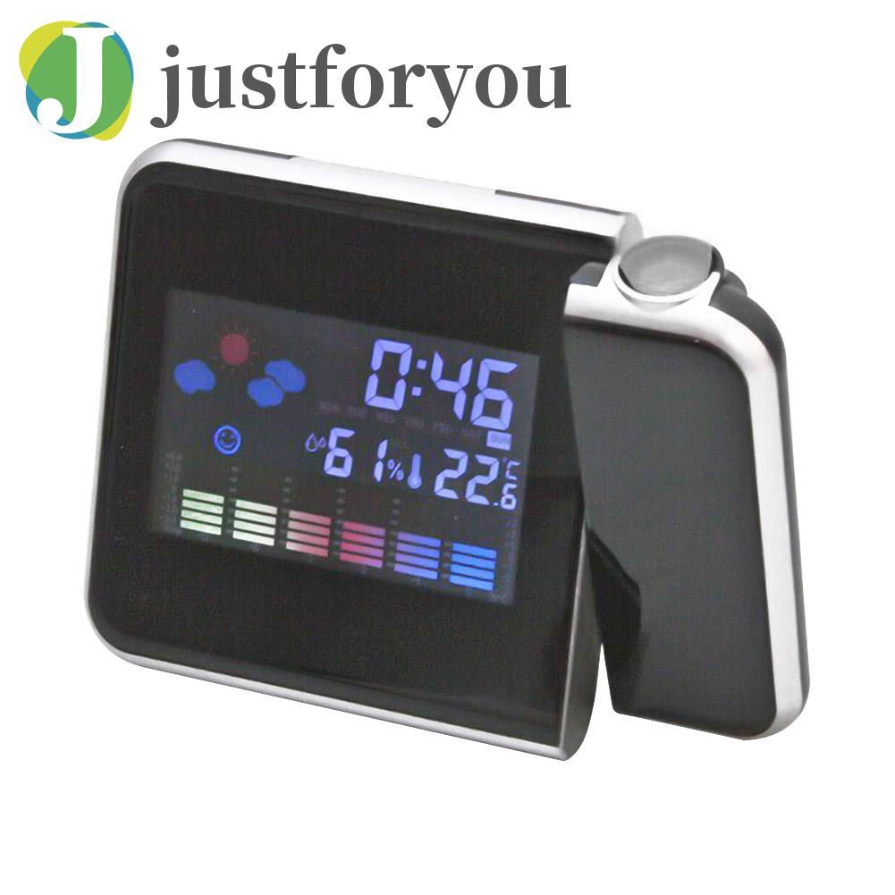 Justforyou LED Display Digital Projection Clock Thermometer Hygrometer Desk Calendar