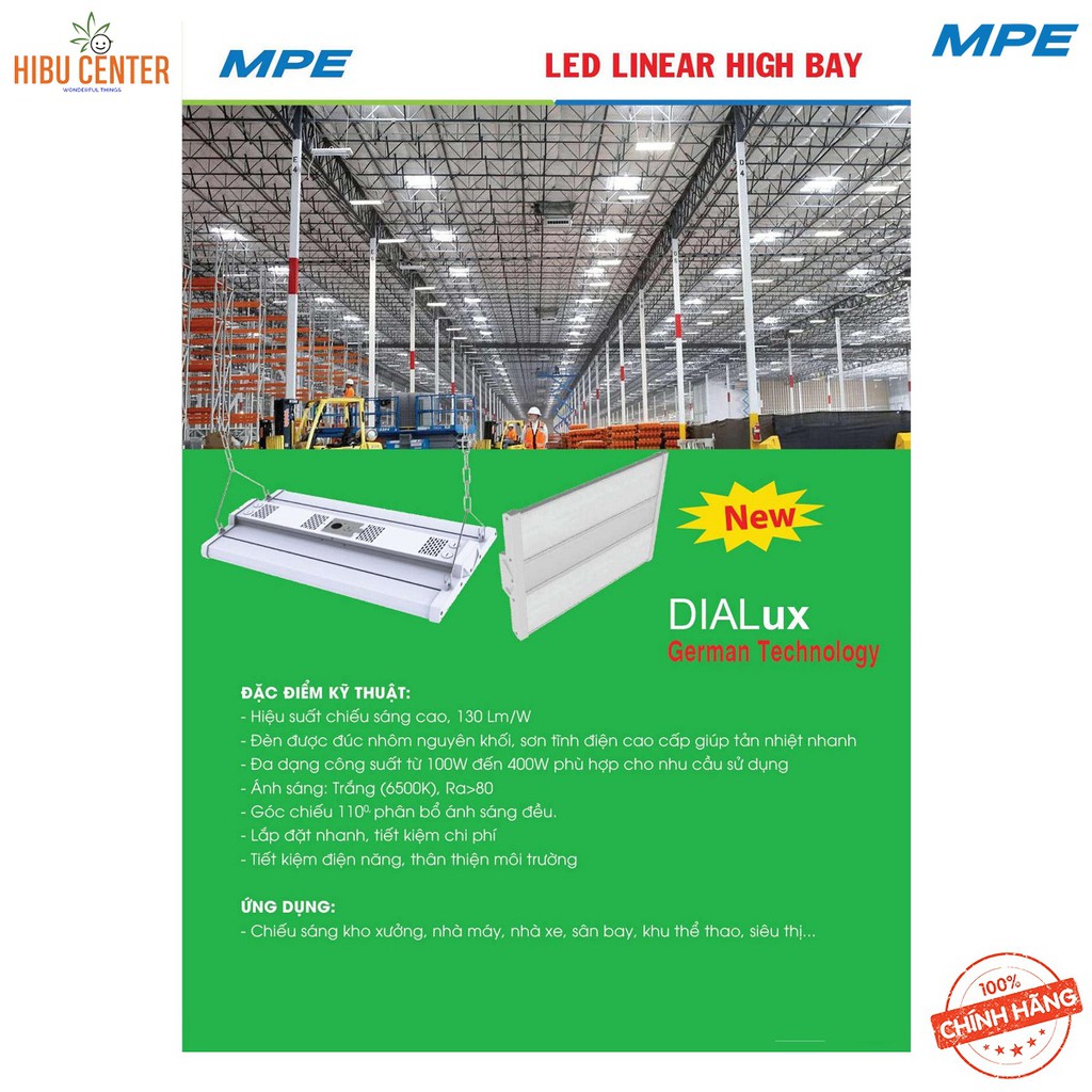 Đèn LED Linear HighBay MPE 100W | 150W | 200W | 240W | 300W | 400W Ánh Sáng Trắng | Trung Tính | Vàng – Hàng Chính Hãng