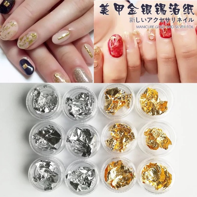 Giấy bạc vàng trang trí móng nail