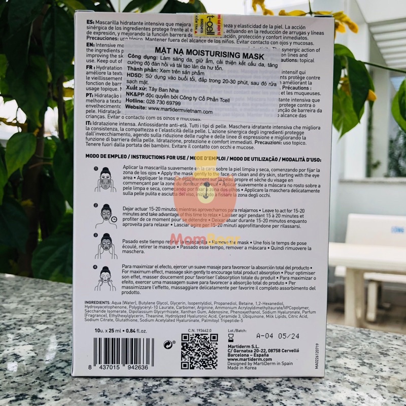 Mặt Nạ Dưỡng Ẩm, Phục Hồi Da, Chống Lão Hoá - MartiDerm The Originals Moisturising Mask hộp 10 miếng