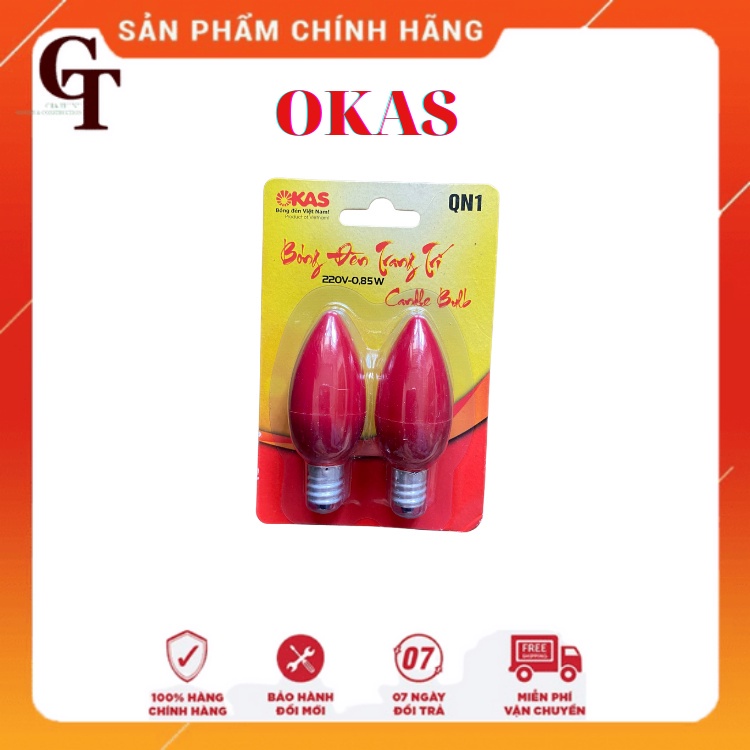 Bộ 2 Bóng Đèn LED Quả Nhót, Đèn Thờ OKAS QN 4 màu