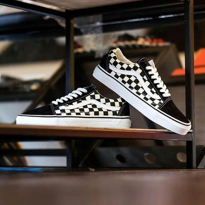 Giày vans caro nam nữ đen trắng old skool checkerboard black white