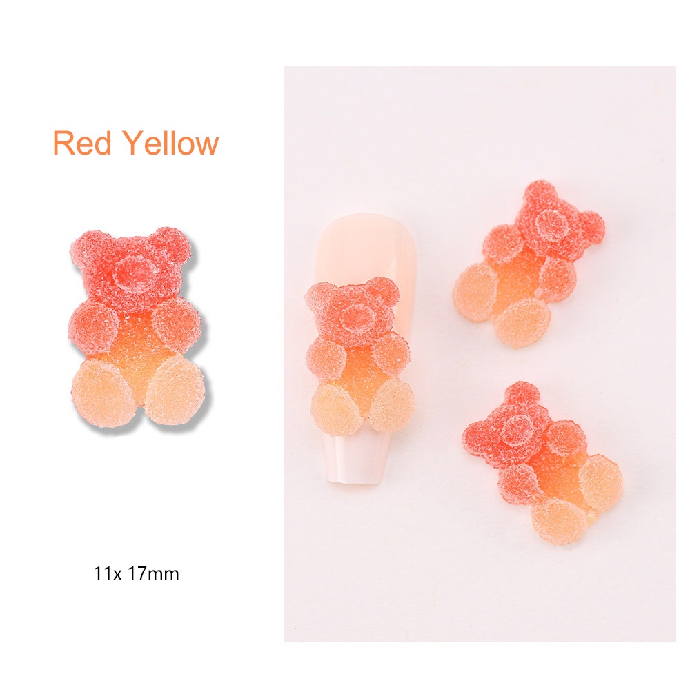 Set 20 Phụ Kiện Trang Trí Móng Tay 3D Bằng Nhựa Resin Mềm Hình Gấu Màu Gradient Phong Cách Nhật Bản Dễ Thương