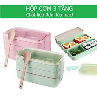 ☘️ Hộp cơm 3 tầng lúa mạch vuông kiểu mới