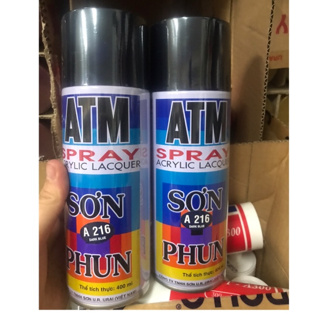 Sơn phun ATM màu xanh đen Dark Blue A216, sơn xịt xanh đen