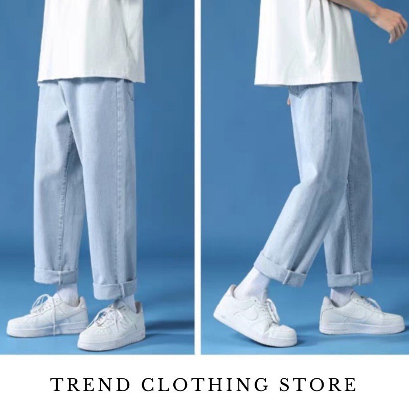 Quần bò nữ, Quần Baggy jean nữ lưng cao phong cách, Cạp quần cao vừa phải chất bò mịn đẹp