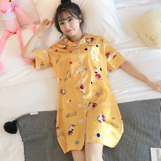 (ORDER) Váy ngủ pajamas lụa tay lỡ hoạ tiết dễ thương, hàng Quảng Châu cao cấp (20 mẫu - kéo ảnh xem thêm)