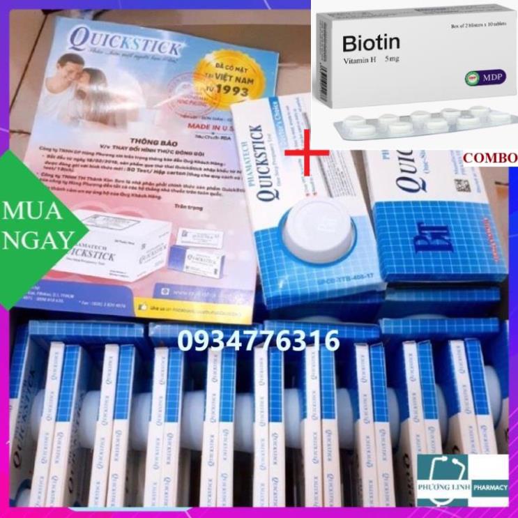 Combo Biotin 5mg+ QUE THỬ THAI QUICKSTICK (hàng chính hãng)