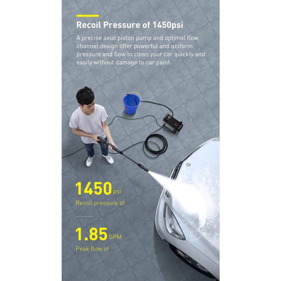 Máy xịt rửa xe tăng áp và máy nén Baseus F1 Car Pressure Washer US Tarnish