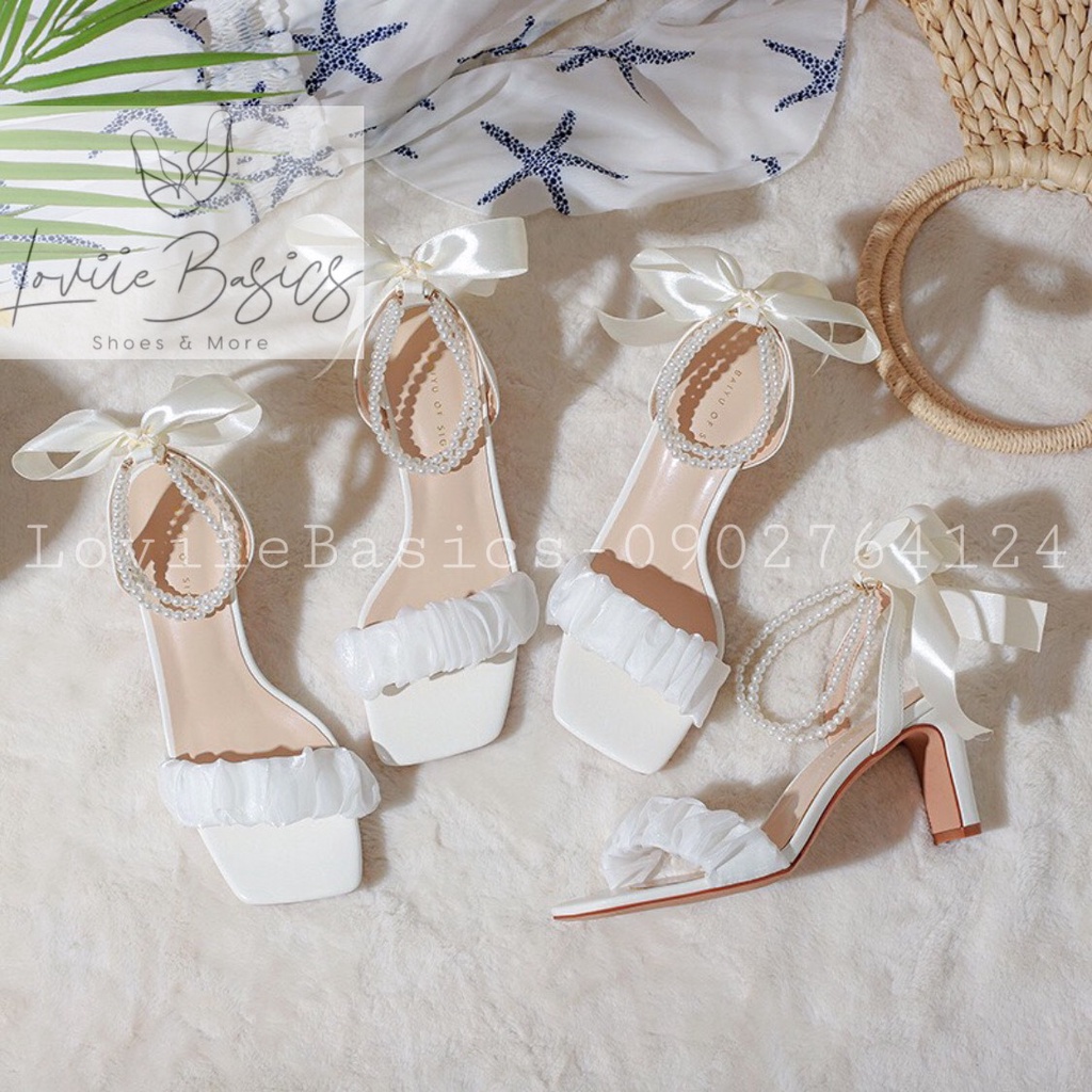 GUỐC NHÚNG LOVIIE BASICS - SANDAL NỮ QUAI NGANG NHÚM BÈO KHÓA NGỌC - GIÀY THỜI TRANG MŨI VUÔNG G220722