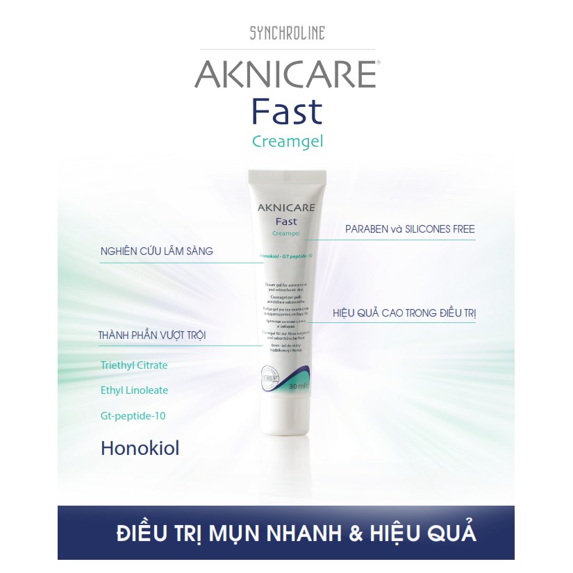 AKNICARE FAST CREAMGEL GEL DƯỠNG CHUYÊN BIỆT GIÀNH CHO DA MỤN