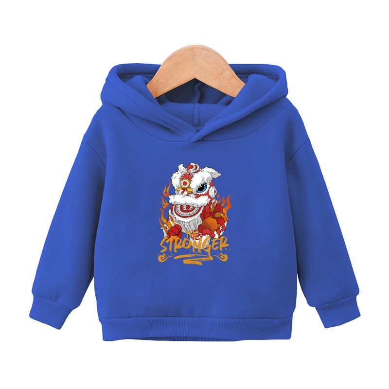 Áo Hoodie Mùa Đông In Hình Sư Tử Nhảy Múa Phong Cách Trung Hoa Mừng Năm Mới Cho Bé Trai Và Gái 1-6 Tuổi