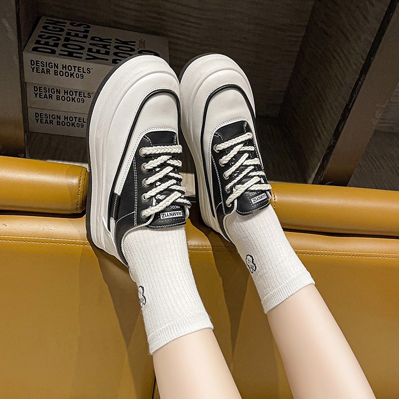 ❤Giày Thể Thao Da Đế Dày Tăng Chiều Cao Thoải Mái Chống Mài Mòn Phong Cách Hàn Quốc