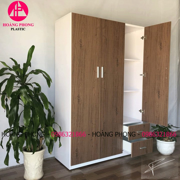 ( HÀNG CHÍNH HÃNG ) Tủ quần áo nhựa đài loan 3 cánh vân gỗ ngang 1m22 cao 1m85 miễn phí giao hàng | BigBuy360 - bigbuy360.vn
