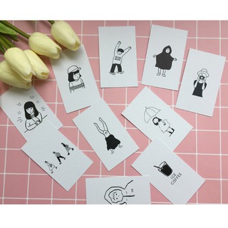 Bộ 10 postcard nhỏ ngộ nghĩnh 2 mặt