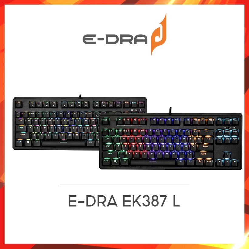 Bàn phím chơi game cơ E-DRA EK387L Black , Pink , White - Hàng chính hãng