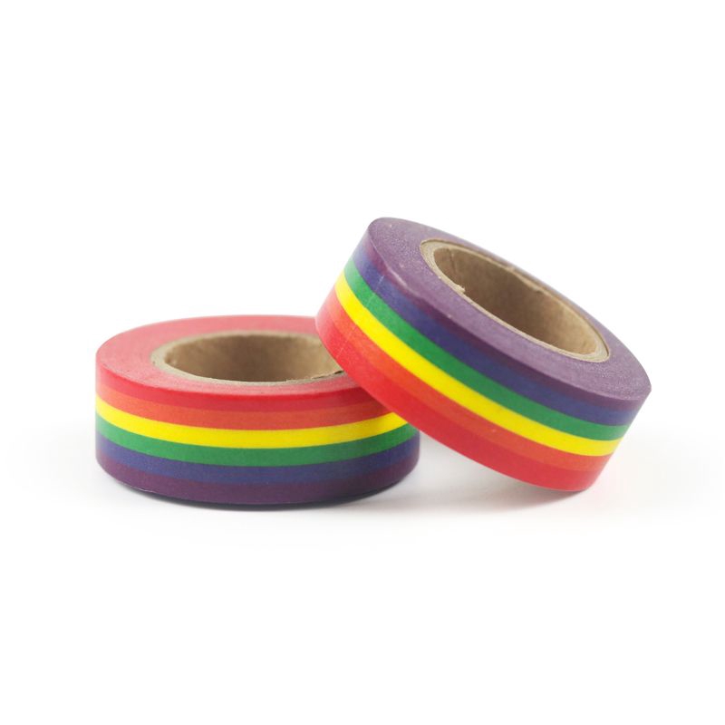 Cuộn Băng Dính Washi Tape 15mm Màu Cầu Vồng Trang Trí