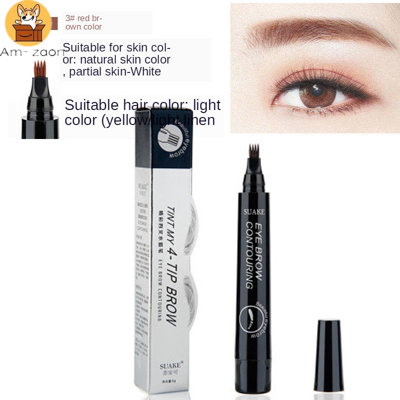 Bút Kẻ Lông Mày Dạng Lỏng Thiết Kế 4 Đầu Chống Thấm Nước Lâu Trôi Trang Điểm Chuyên Nghiệp
