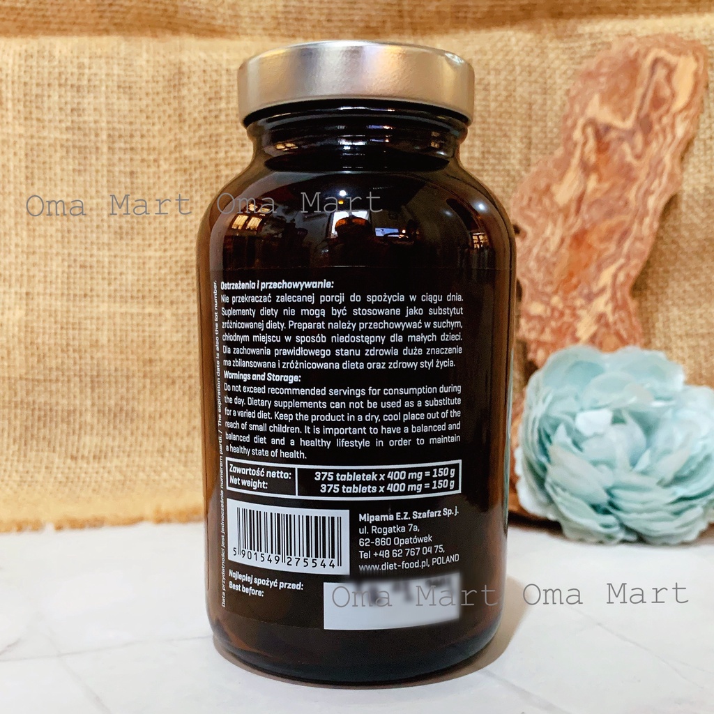 Tảo lục Chlorella hữu cơ dạng viên lọ 375 viên
