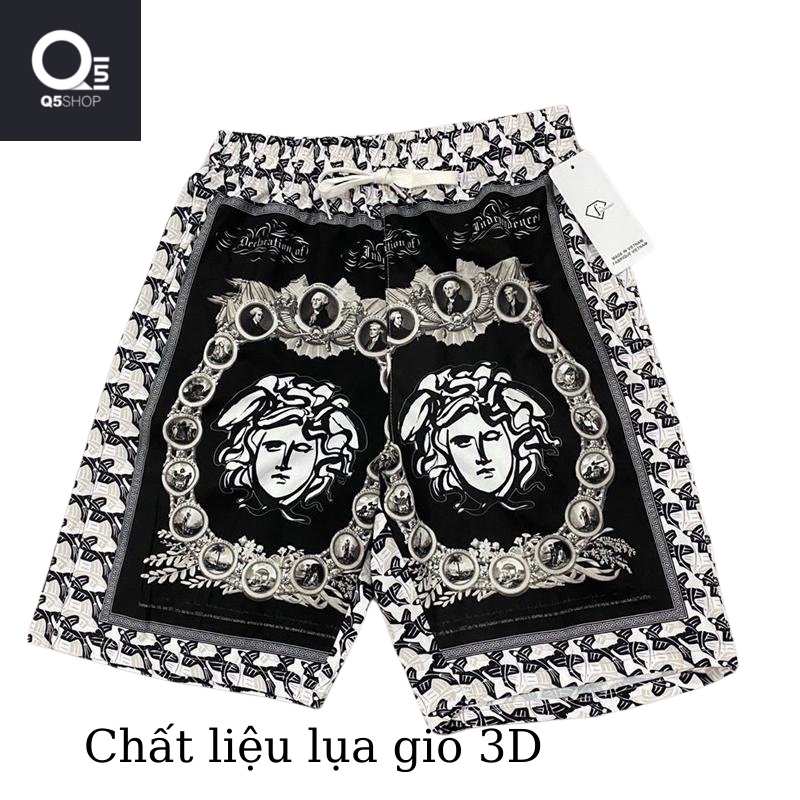 Quần đùi nam in họa tiết 3D _Q5SHOP_chất liệu vải lụa gió thoáng mát Quần short nam mặc nhà