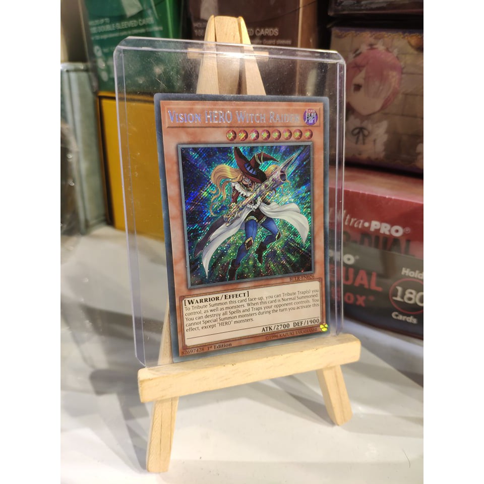 Lá bài thẻ bài Yugioh Vision HERO Witch Raider - Secret Rare - Tặng bọc bài nhựa bảo quản