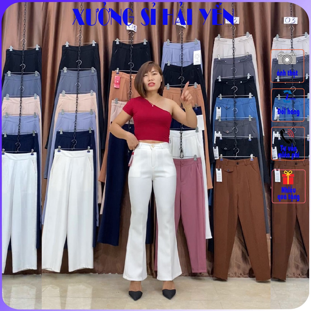 Quần âu nữ ống Loe cạp cao chất vải Trượt Hàn của Vitex siêu hách dáng, với 4 mầu, 6 size S đến 3XL cho 40 đến 68kg