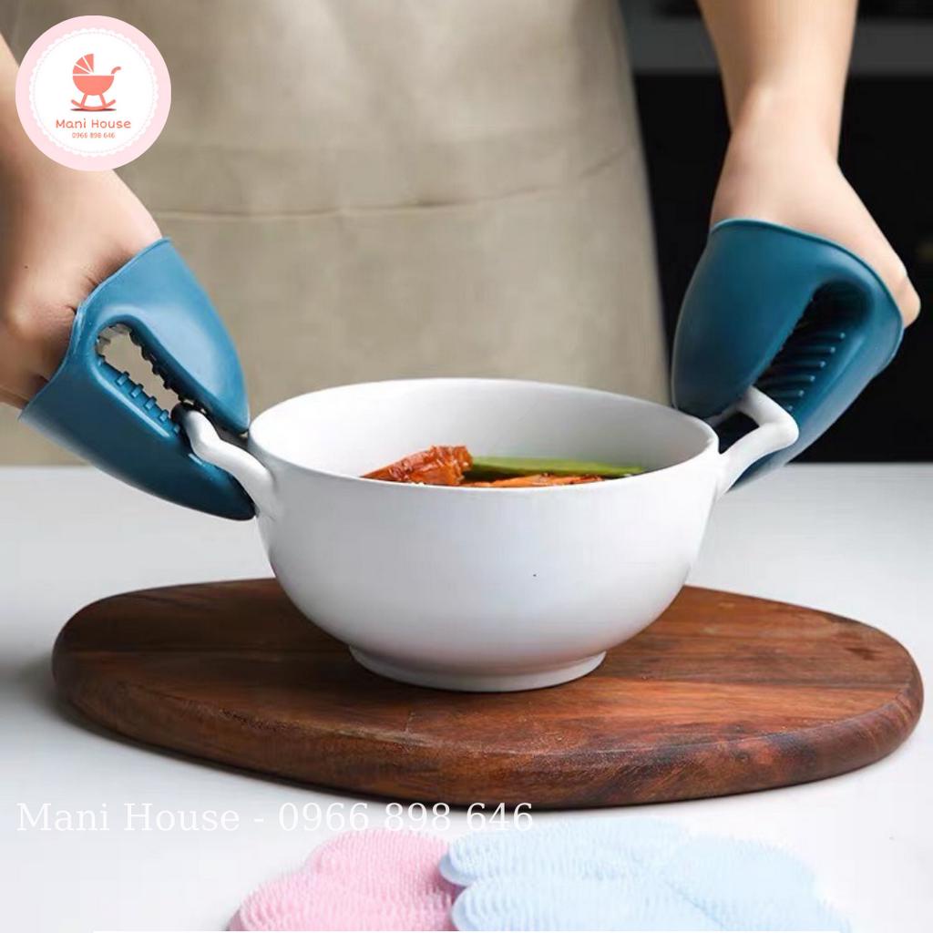 Bộ dụng cụ kẹp inox và lót nồi silicone chống nóng cho nồi nấu cháo