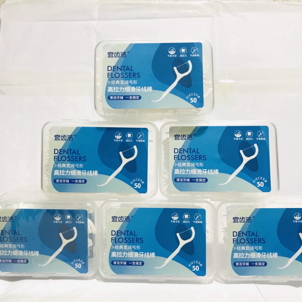 Hộp 50 Chiếc Tăm Chỉ Nha Khoa Triệt Trùng Vệ Sinh Răng Miệng DENTAL FLOSSERS
