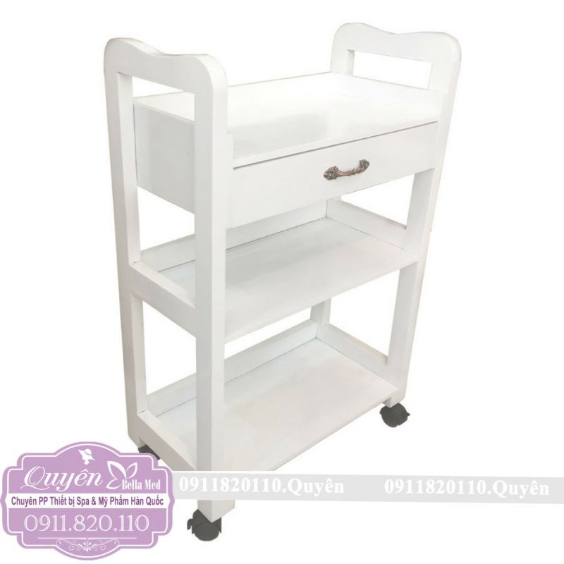 KỆ GỖ SPA MÀU TRẮNG 3 TẦNG