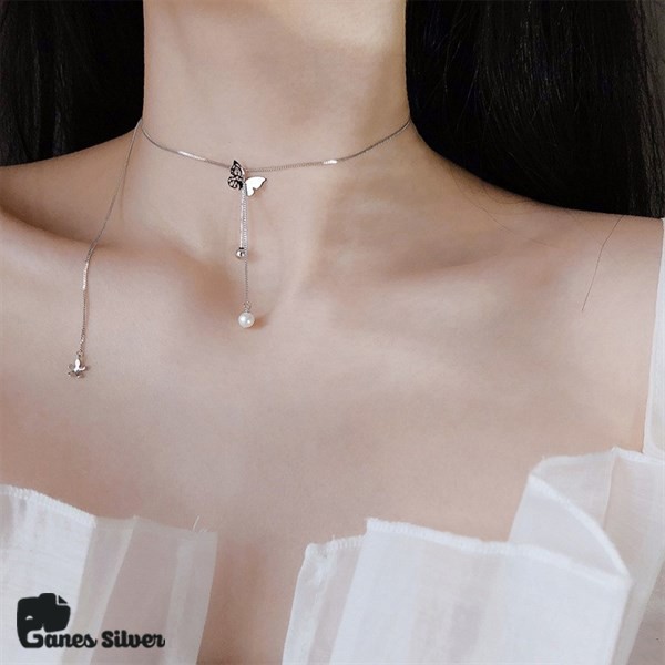 Dây Chuyền Bạc Thái Nữ Choker Cánh Bướm-Ganes Silver